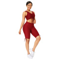 custom women fitness two piece clothing running hgih waist Drawstring sports wear yoga pants set